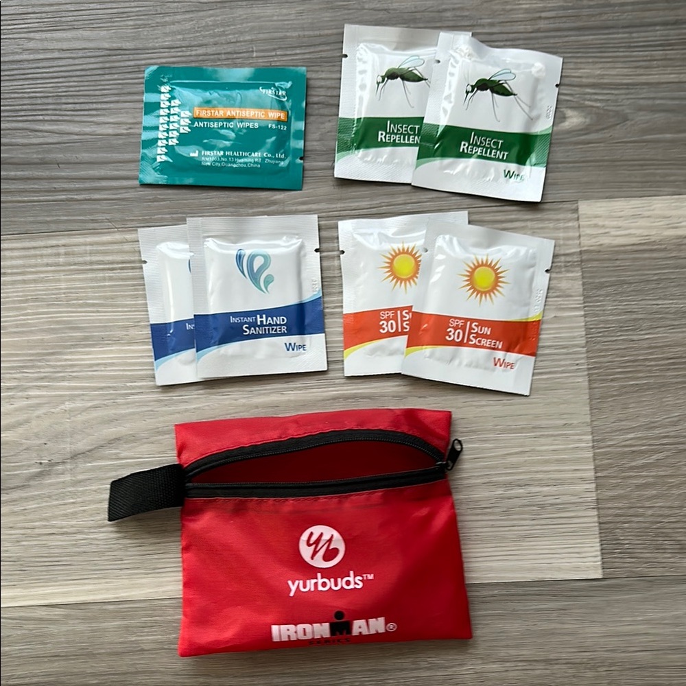 3 for $20 ✨ Yurbuds Red Pouch Travel Keychain with Essential Assorted Wipes